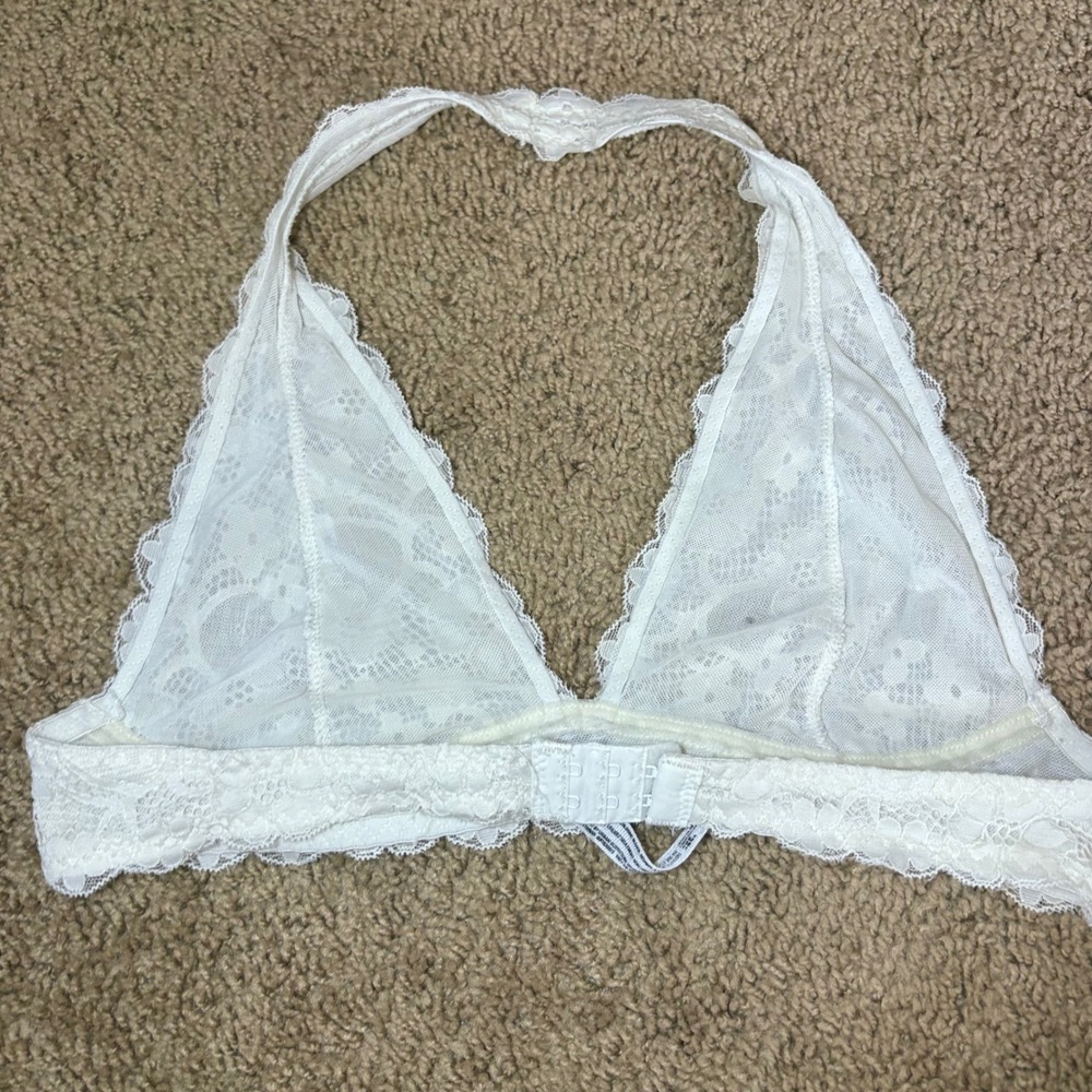 Free People Intimately Galloon Lace Halter Bralette Scalloped Triangle Bra - Picture 3 of 5